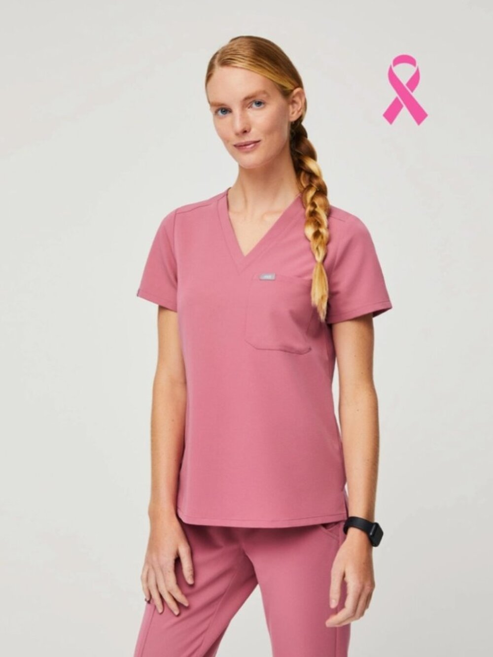 Figs - Breast Cancer Awareness -Pink Quartz - Catarina Top - Small